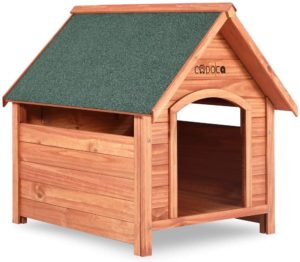 Cadoca XXL Hundehütte, Hundehaus aus Echtholz mit Spitzdach, Wetterfest