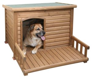 Kerbl Hundehütte mit Terrasse, Wetterfestes Bitumendach 113 x 127 x 83 cm