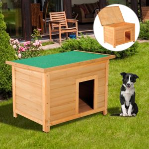 Pawhut Hundehütte, Hundehaus aus Tannenholz 85x58x58cm