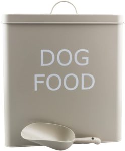 Retro Hundefutterdose, Vintage-Look, dichtem Deckel und Schaufel, Olivefarben, XL