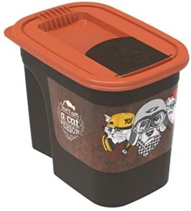 Rotho Flo Hundefutterbox mit Deckel und Klappe, Kunststoff, braun-orange, 2,2 Liter