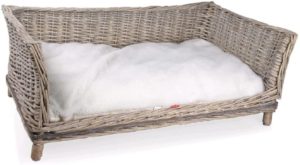 Tommi Hundesofa, Weide, Rattan, Weidenkorb mit Kissen