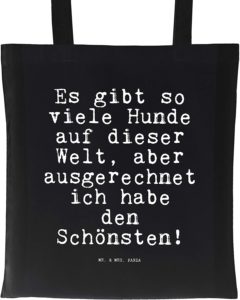 Tragetasche mit Hundezitat schwarz