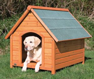 Trixie natura Hundehütte aus Holz mit Satteldach, outdoor