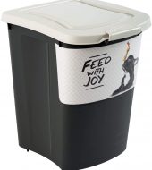 Rotho Archie Großer Hundefutterbehälter 38l mit Deckel, Rollen und Schaufel, Kunststoff (PP) BPA-frei, schwarz/motiv
