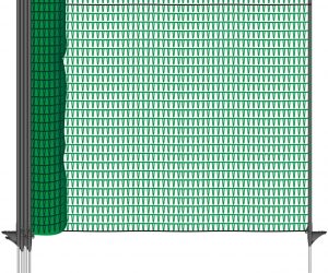 VOSS.farming Mobiler Hundezaun, 20m lang, Höhe 80cm, 12 Pfähle, dunkelgrün, Welpenzaun